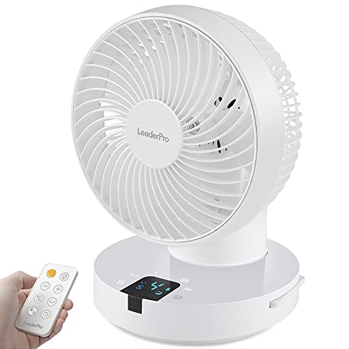 Ventilator 360° - Tischventilator mit Fernbedienung und Ventilator Leise Luftzirkulation,Tastbildschirm/4 Windstärken/36W Weiß…