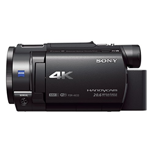 Sony FDR-AX33 4K Camcorder (Exmor R CMOS Sensor, 7,5 cm (3,0 Zoll) Touch Display, ISO Norm MI Zubehör Schuh) schwarz