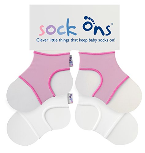 Sock Ons Kluge kleine Dinge, die Babysocken halten! - 0-6 Monate - TWIN PACKS (2 Stück) - Baby Pink & White