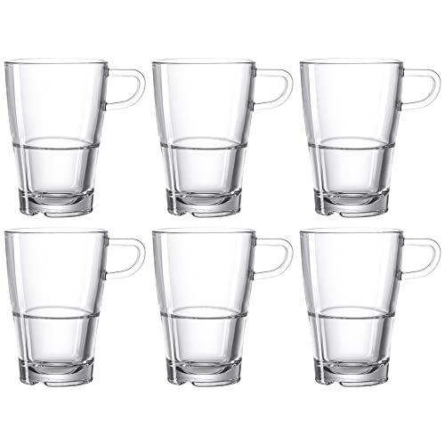 LEONARDO HOME Senso Latte-Macchiato Tasse, Kaffee-Gläser mit Henkel, spülmaschinengeeignete Glas-Becher, 6er Set, 350 ml, 024014