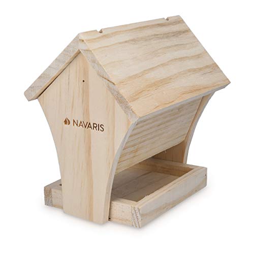 Navaris Vogelhaus Bausatz aus Holz - Vogelhäuschen zum selber Bauen für Kinder und Erwachsene - Bastelset für Vogelfutterhaus zum Aufhängen Natur
