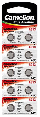 Camelion AG13 / LR44 / A76 Knopfzelle Alkaline Alkali Batterie, 10-er Pack, Lange Haltbarkeit (Haltbarkeitsdatum markiert)
