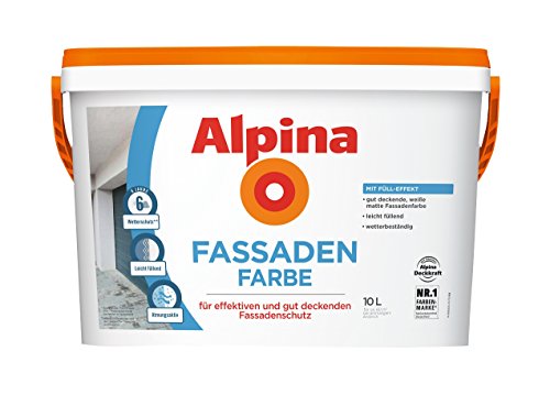 Alpina 10 L Fassaden Farbe weiße matte Fassadenfarbe mit Fülleffekt Wetterschutz