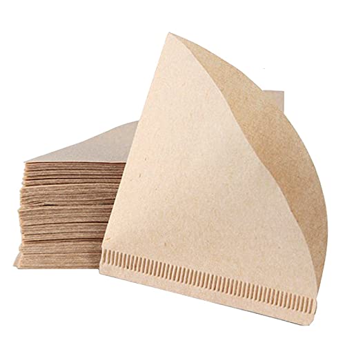 Tomodoks 80 Stück Kaffeefilterpapier, V-förmig, Einweg-Papier, ungebleicht, Größe 2, für V60, Kaffee-Tropfkegel, zum Übergießen von Coffer Maker (2-4 Tassen)