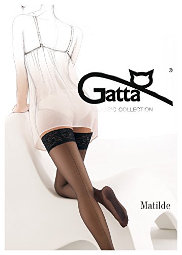Gatta Matilde - klassisch-elegante, verführerische, halterloser Strümpfe mit Naht - Stay-Ups - Größe 1-2 / XS-S - Schwarz