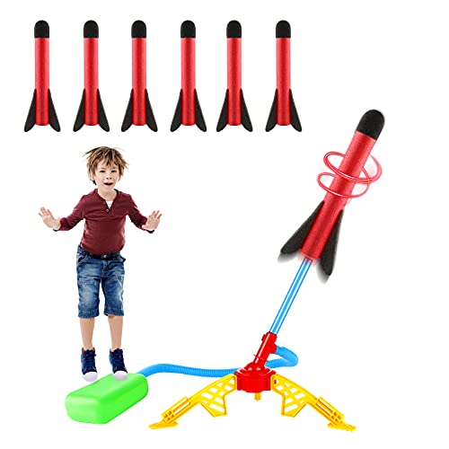EXTSUD Windspiration Rakete, Stomp Air Rocket mit 6 Pack Ersatzraketen Druckluftrakete Raketenwerfer Schießspielzeug für Kinder Geschenk Outdoor Aktivität