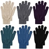 Boyiee 6 Paar Strickhandschuhe Erwachsene Vollfinger Handschuhe für Unisex Damen (Schwarz, Grau, Grün, Lila, Blau, Khaki, L)