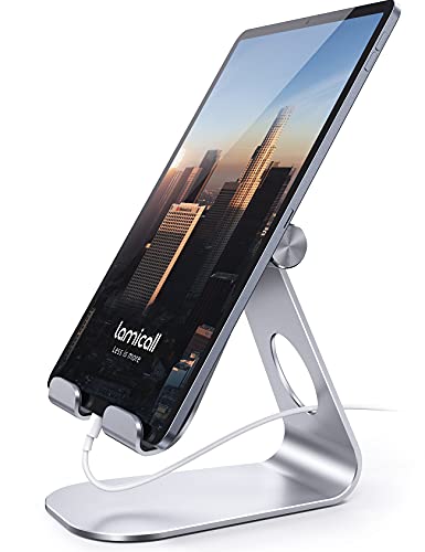 Tablet Ständer Verstellbare, Lamicall Tablet Halterung - Universal Halter, Halterung, Dock für 2022 iPad Pro 9.7, 10.5, 11, 12.9, iPad Air Mini 2 3 4, Samsung Tab, und Tablet mit 4.7-13 Zoll - Silber