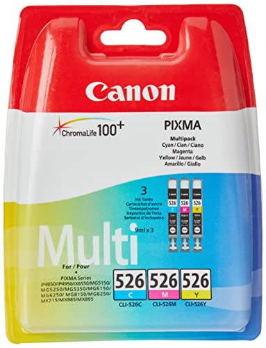 Canon Tintenpatrone CLI-526 C/M/Y Multipack - 9 ml für PIXMA Drucker (cyan magenta gelb) ORIGINAL