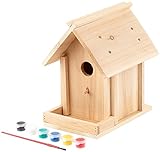Royal Gardineer Vogelhaus Bausatz: Nistkasten-Bausatz aus Echtholz, mit Balkon und 6-teiligem Farben-Set (Vogel Nistkästen, Bausatz Holz, Geschenkideen)