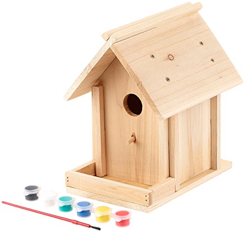 Royal Gardineer Vogelhaus: Nistkasten-Bausatz aus Echtholz, mit Balkon und 6-teiligem Farben-Set (Bausatz Vogelhaus, Vogelkasten, Geschenkideen)