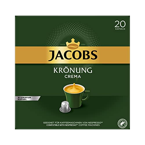 Jacobs Kaffeekapseln Krönung Crema, 200 Nespresso kompatible Kapseln, 10er Pack, 10 x 20 Getränke, 1040 g