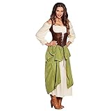Boland - Kostüm für Erwachsene Mittelalterliche Wirtin, mittelalterliche Frau, Kleid mit Bluse, Unterrock, Korsage, Karneval, Halloween, Fasching, Mottoparty