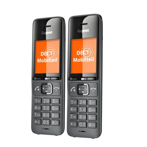 Gigaset Comfort 520HX Duo– 2 DECT-Mobilteile mit Ladeschale – Elegantes Schnurloses Telefon für Router & DECT-Basis –Fritzbox-kompatibel, top Audioqualität mit Freisprechfunktion,titan-schwarz