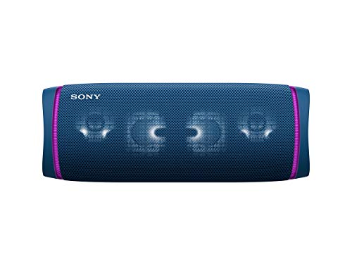 Sony SRS-XB43 tragbarer, kabelloser Bluetooth Lautsprecher (Mehrfarbige Lichtleiste, Lautsprecherbeleuchtung, wasserabweisend, Extra Bass), blau