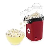 Bredeco BCPK-1200-W Heißluft-Popcornmaschine für Zuhause Popcornmaker (1.200 W / 130–145 s, Menge Mais 55 g, Heißlufttechnologie, inkl. Messlöffel) Rot