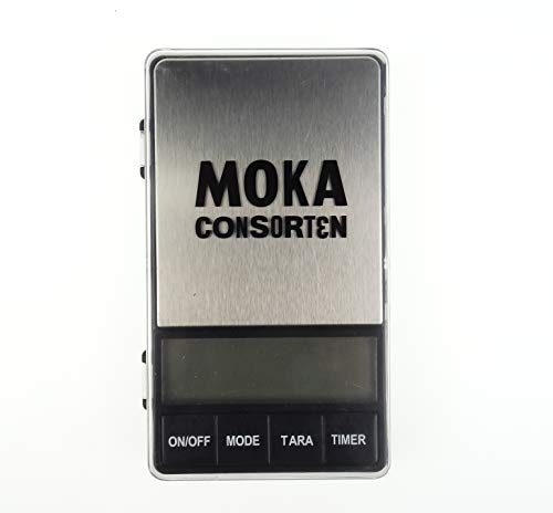 Moka Consorten | Kleine digitale Kaffeewaage mit Timer für Espresso und Filter | max. 1.000 gr | Baristawaage
