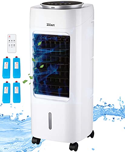 3in1 Air Cooler | 7 Liter Kapazität | 3 Geschwindigkeitsstufen | Mobile Klimaanlage | Klimagerät | Luftreiniger | Klima Ventilator mit Fernbedienung | Aircooler | Luftkühler (Waldhorn Weiß)