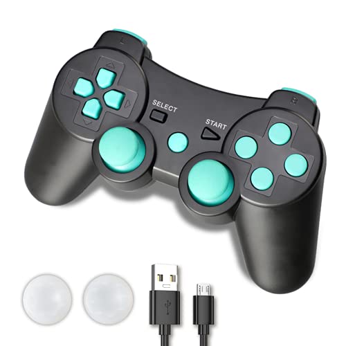 Shineled PS3 Controller, Wireless Controller für PS3, Double Shock 6-Achsen Bluetooth Gamepad Joystick mit Ladekabel für Playstation 3 (Blue)