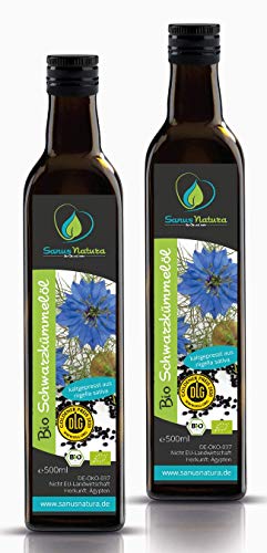Sanus Natura Bio Schwarzkümmelöl 1000 ml (2x 500ml) Ungefiltert kaltgepresst mühlenfrisch direkt vom Hersteller