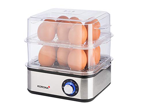 Korona 25303 Edelstahl Mini Dampfgarer und Eierkocher | Kleiner Dämpfer für Gemüse | Profi Kocher für bis zu 16 Eier