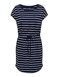 ONLY Damen kurzes T-Shirt-Kleid OnlMay Sommer-Kleid Kurz-Arm Print, Farbe:Blau weiß gestreift, Größe:L