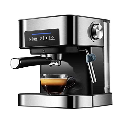 SMSOM Espressomaschine mit Milchaufschäumer, Latte Cappuccino-Maschine, halbautomatische Kaffeemaschine mit Touch Panel mit Dampf Milchschaum und Doppel Funnel-Konfiguration