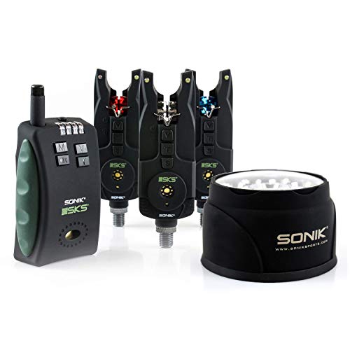 Sonik SKS wasserdichte Funkbissanzeiger Set 3+1 mit Funkbox und Bivylight in verschiedenen Farben - Elektronische Bissanzeiger kabellos