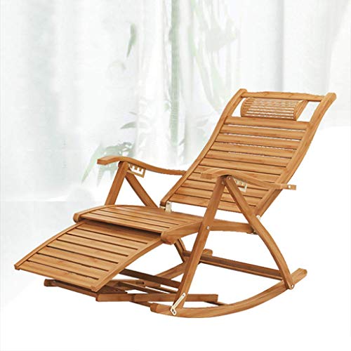 Schaukelstuhl für den Außenbereich, Gartenmöbel, Veranda-Sessel mit 5-Fach Verstellbarer Rückenlehne, Holz-Rocker-Balkondeck-Gartensitz
