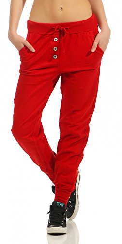 Damen Freizeithose Sporthose Sweat Pants lang (623), Grösse:S / 36, Farbe:Rot