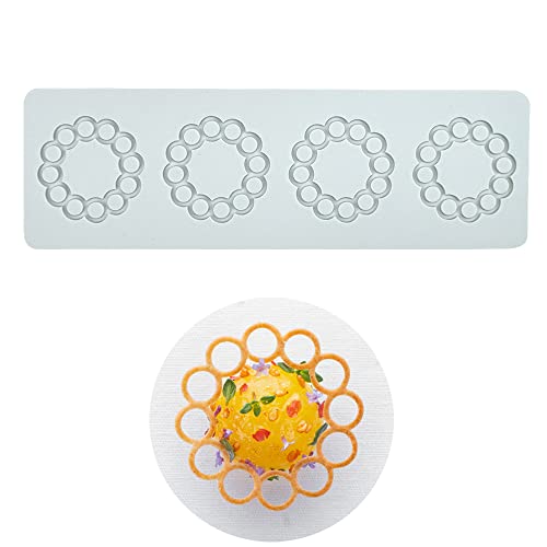 XiaoShenLu Silikon-Fondant-Spitzenmatte, Zuckerhandwerk-Abdruckform, essbarer Kuchen, molekulare Küche, Dekoration, 4 Löcher Kreis