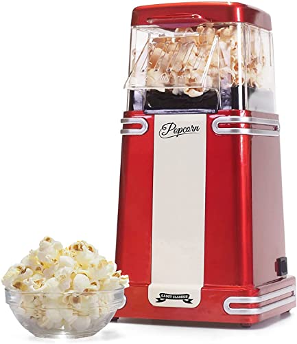 Gadgy Popcorn Maschine Heissluft - Retro Popcorn Maker - Fettfreies Ölfreies Popcorn - Gesunder Snack - Popkorn Maschine rot