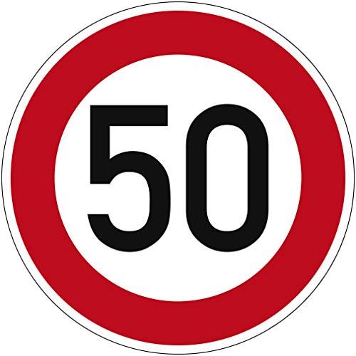 Verkehrszeichen Zulässige Höchstgeschwindigkeit 50 Nr. 274-50 | Ø 420mm, Alu 2mm, RA1 | Original Verkehrsschild nach StVO mit RAL Gütezeichen | Dreifke®