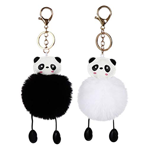 STOBOK 2 Stücke Plüsch Panda Schlüsselanhänger Niedlichen Panda Anhänger Ornament für Autoschlüssel Ring Bag Charme, Schwarz und Weiß