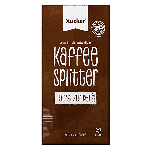 Xucker Schokolade Kaffeesplitter mit Xylit - Xucker Kaffeesplitter Schokolade vegan ohne zugesetzten Zucker (38% Kakao) Schokoladentafel mit Xylitol gesüßt (80g)
