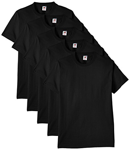 Fruit of the Loom Herren Regular Fit T-Shirt Heavy Cotton Tee Shirt 5 pack, Schwarz (Black), XXL