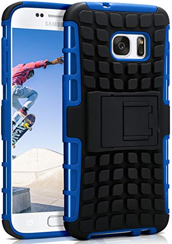 ONEFLOW Tank Case kompatibel mit Samsung Galaxy S7 - Hülle Outdoor stoßfest, Handyhülle mit Ständer, Kamera- und Bildschirmschutz, Handy Hardcase Panzerhülle, Horizon - Blau