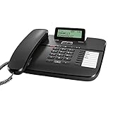 Gigaset DA810A - Schnurgebundenes Telefon mit Anrufbeantworter und Freisprechfunktion - klappbares Display - Anruferanzeige (CLIP) - lange Aufnahmezeit - Telefonbuch für 99 Kontakte, schwarz