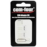 com-four® Nano SIM Karten Card Adapter Nano zu Micro/Nano + Micro zu Standard SIM Karte für Smartphones + Eject Pin (01 Stück - Weiß)