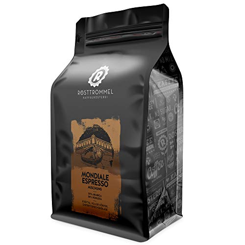 Espressobohnen MONDIALE - zartbitter - kräftig Crema - handgeröstet - ideal für Vollautomat & Siebträger