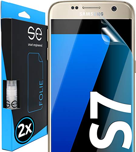 smart engineered se® [2 x] 3D Schutzfolie für Samsung Galaxy S7 - Full Screen, selbstheilend, HD Displayschutz-Folie, Anti-Kratzen, Anti-Bläschen, hüllenfreundlich, kein Schutzglas