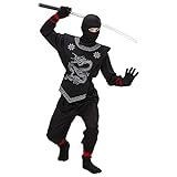 'BLACK NINJA' (coat with ties, pants with ties, chest armour, mask) - (116 cm / 4-5 Years)