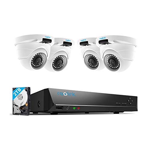 Reolink 4MP Überwachungskamera Aussen Set, Videoüberwachung mit 8CH 2TB HDD NVR und 4X 4MP PoE IP Outdoor Kamera für 24/7 Aufzeichnung und Überwachung, Bewegungsmelder, Nachtsicht, RLK8-420D4-4MP