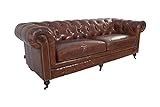 Vintage-Line Chesterfield-Sofa 3-Sitzer Echtleder Sofa Couch
