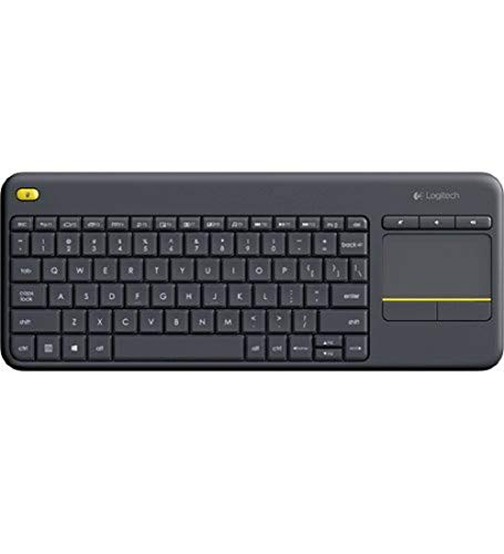 Logitech K400 Plus Kabellose TV-Tastatur mit Touchpad, 2,4 GHz Verbindung via Unifying USB-Empfänger, Programmierbare Multimedia-Tasten, Windows/Android/ChromeOS, Tschechisch QWERTZ-Layout - Schwarz