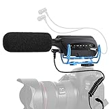 Moukey Kamera Mikrofon mit Monitor für Sony/Nikon/Canon Kamera/DV Camcorder, Externes Videomikrofon Shotgun-Mikrofon für Blogs und Live-Übertragungen, MCM-3