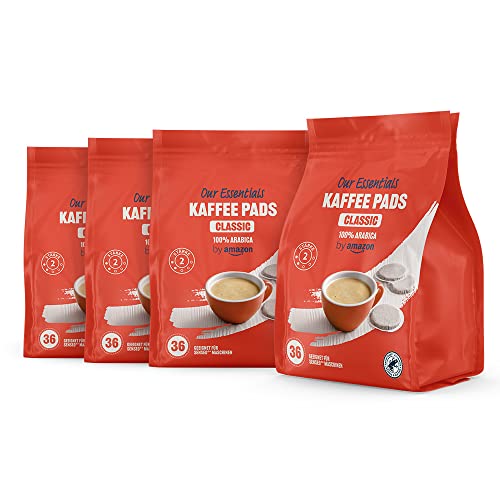 by Amazon Kaffeepads Classic 100% Arabica, Geeignet für Senseo Maschinen, 4 x 36 Pads