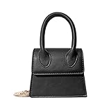 Damen Clutch Geldbörse Crossbody Mini Taschen Kunstleder mit Kette .., schwarz 1