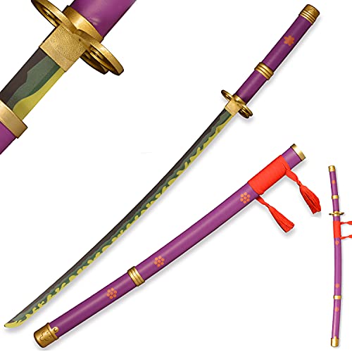 Sword Valley Roronoa Zoro Schwerter aus echtem Stahl, handgefertigt, Katana, Anime Cosplay Schwert--yama Enma Arashi Violett