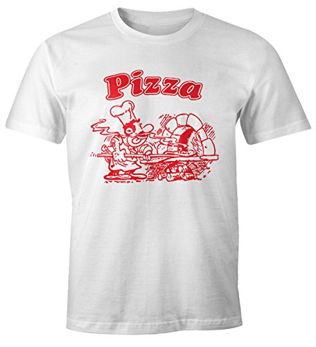 MoonWorks Pizza Shirt Schachtel Motiv Italiano Italien Fun-Shirt weiß L